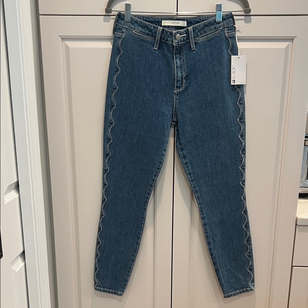 Joe's Dollie Jeans Dark Blue High-Rise Slim Jeans with Scalloped Side Trim🔥